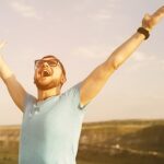 Handsome man outdoors portrait with a retro vintage instagram fi