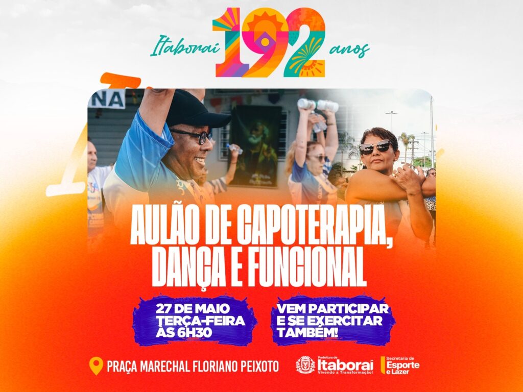 Aulão gratuito de capoterapia, dança e funcional movimenta a cidade