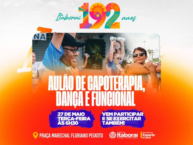 Aulão gratuito de capoterapia, dança e funcional movimenta a cidade