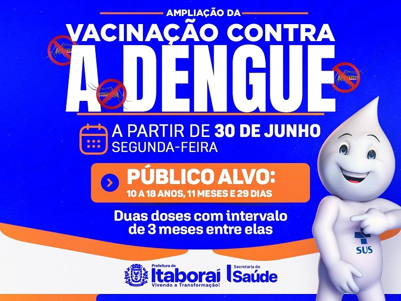 Itaboraí amplia faixa etária da vacinação contra a dengue para jovens de até 18 anos