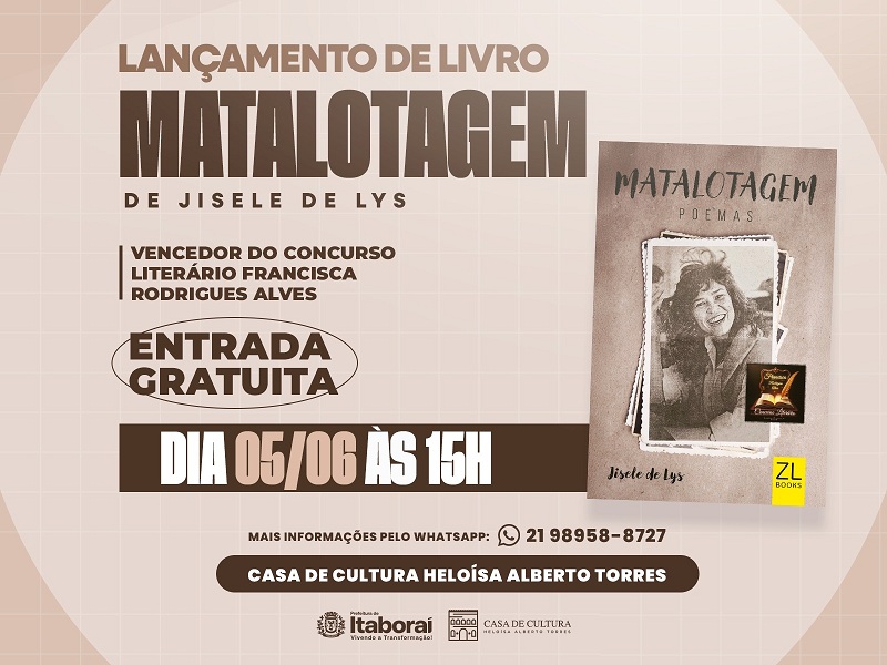 Itaboraí celebra legado literário com lançamento do livro inédito “Matalotagem”, de Jisele de Lys, na Casa de Cultura