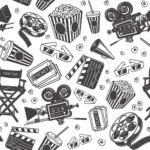 Seamless pattern with cinema elements