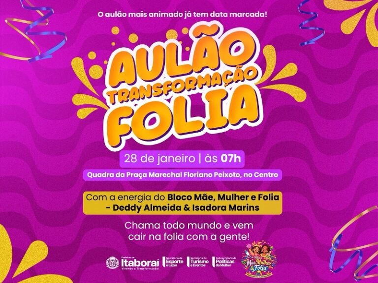 Projeto Transformar promove Aulão Especial de Carnaval nesta quarta-feira