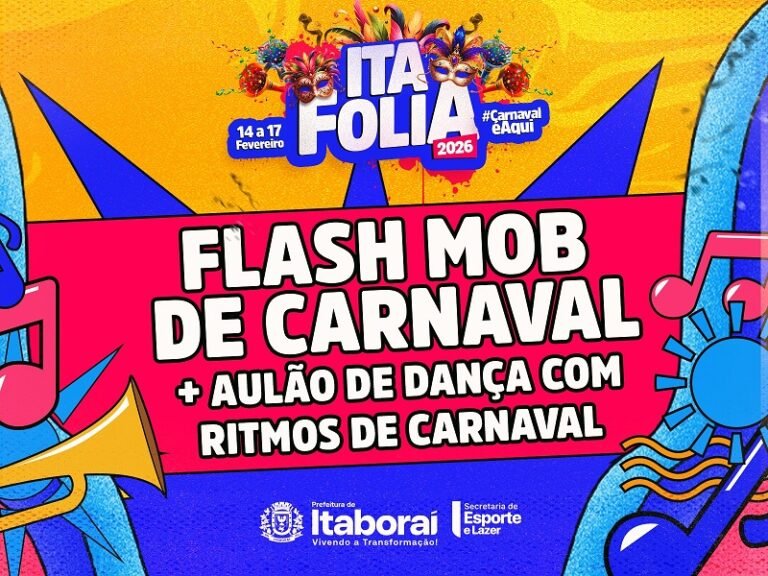 Ita Folia 2026 flash mob de Carnaval com aulão de dança vai animar Itaboraí