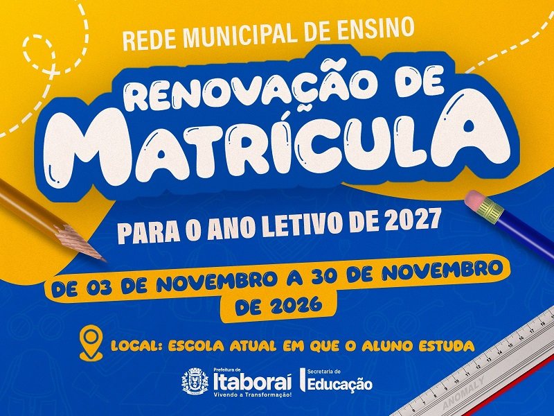 Rede municipal de ensino de Itaboraí inicia renovação de matrículas para 2027